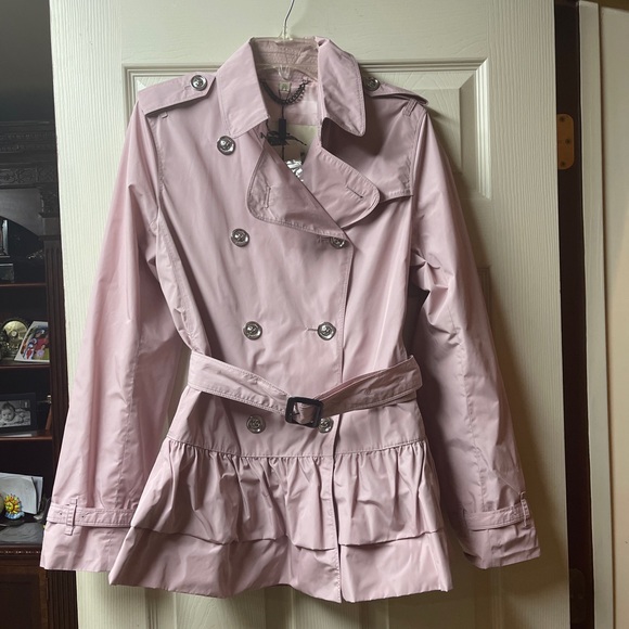 BURBERRY London Double Breasted Peplum Trench Coat Jacket Women Sz 12 NWT